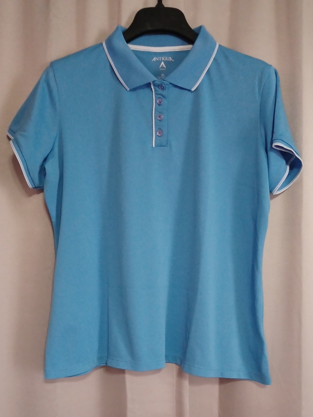 Antigua Women's Sky Blue Polo with White Trim